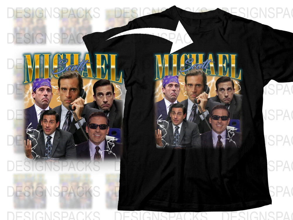 Office TV Show Inspired T-Shirt, Michael Scott Graphic Tee, Black Cotton Shirt, Fun Gift Idea