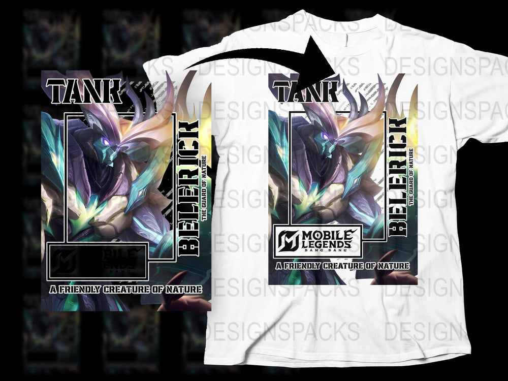 Mobile Legends Tank Character T-Shirt, Gaming Graphic Tee, White Unisex Casual Shirt