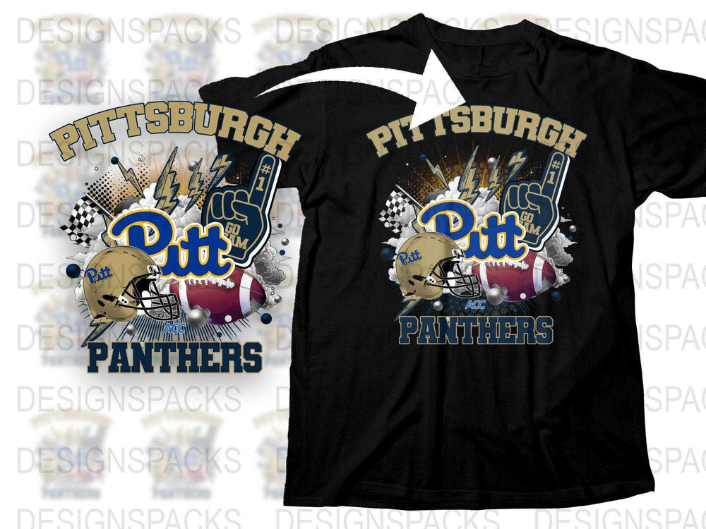 Pittsburgh Panthers T-Shirt, College Football Fan Gear, Sports Team Graphic Tee, Black Cotton Shirt