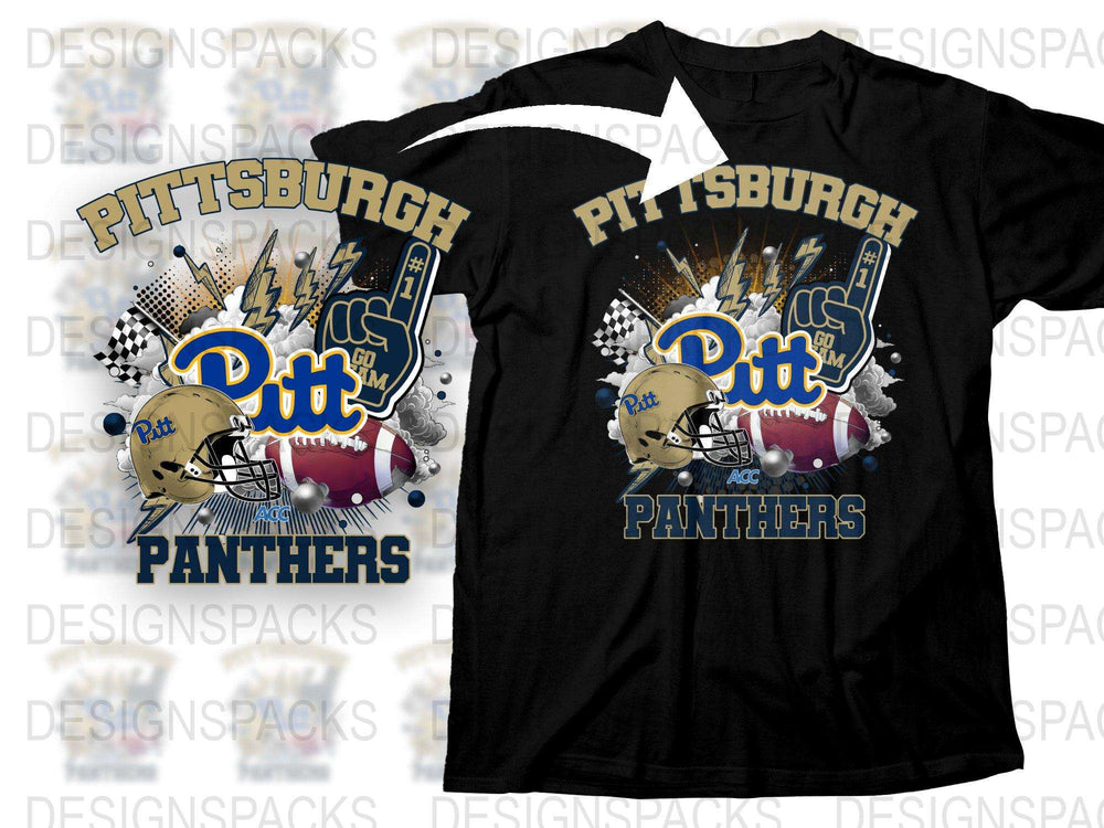 Pittsburgh Panthers T-Shirt, College Football Fan Gear, Sports Team Graphic Tee, Black Cotton Shirt
