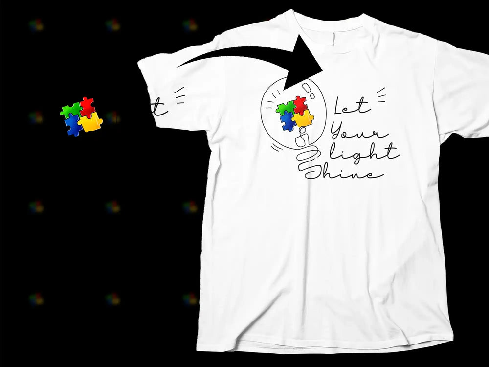 Autism Awareness T-Shirt, Let Your Light Shine Puzzle Piece Graphic Tee, Inspirational Quote Shirt