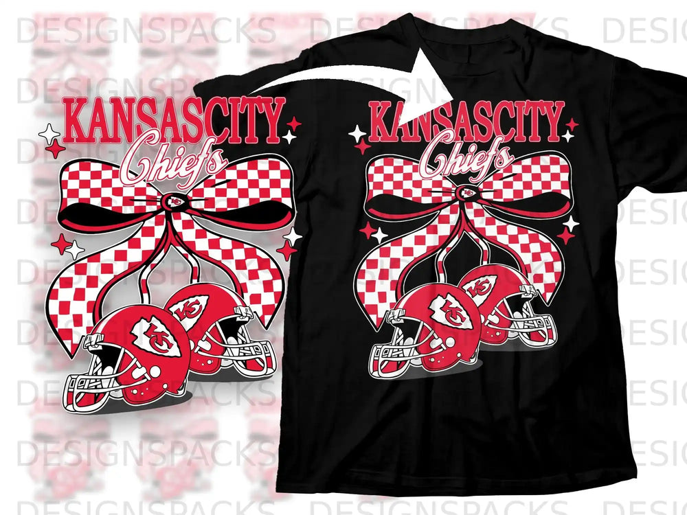 Kansas City Chiefs Bow and Helmets Graphic T-Shirt