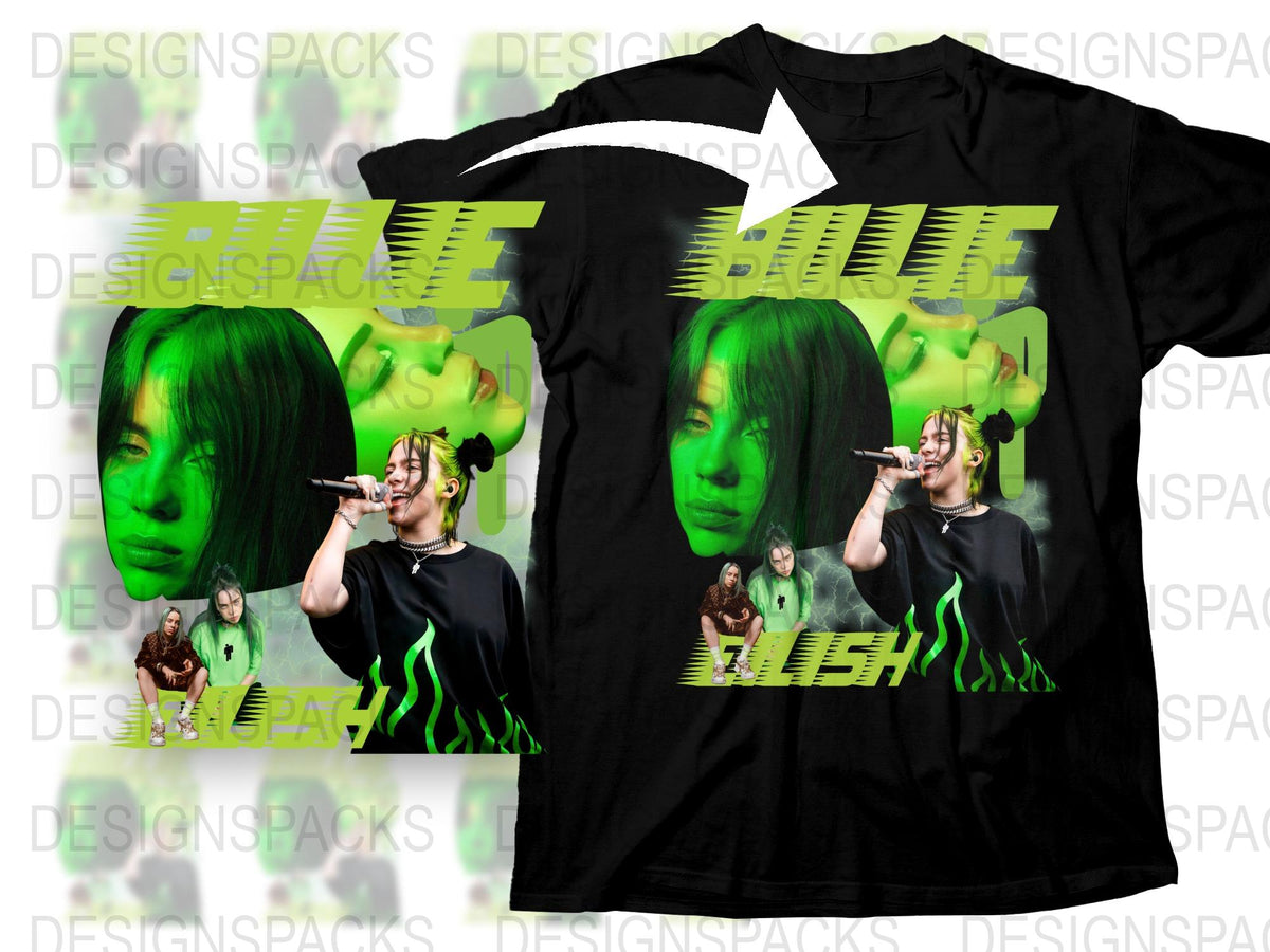 Billie Eilish Inspired T-Shirt, Neon Green Print, Pop Music Fan Merch, Unisex Graphic Tee, Trendy Concert Outfit