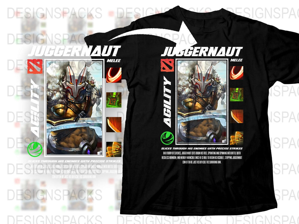 Juggernaut Dota 2 Hero Gaming T-Shirt, Cool Graphic Tee, Unique Gamer Gift, Men's Black Cotton T-Shirt