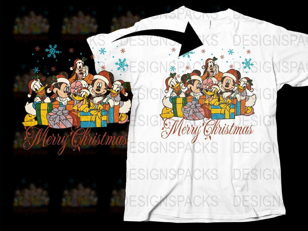 Disney Christmas T-Shirt, Mickey Friends Holiday Gathering, Festive Family Tee, Kids and Adults Sizes Available