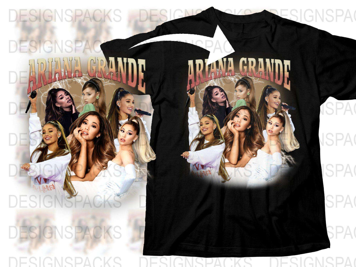 Ariana Grande Fan T-Shirt, Pop Music Star Photo Collage, Black Cotton Tee, Gift for Music Lovers