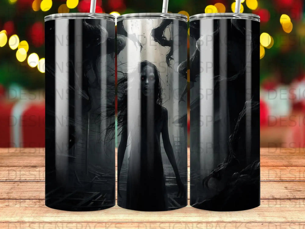 Creepy figure with glowing red eyes in a dark, spooky scene.