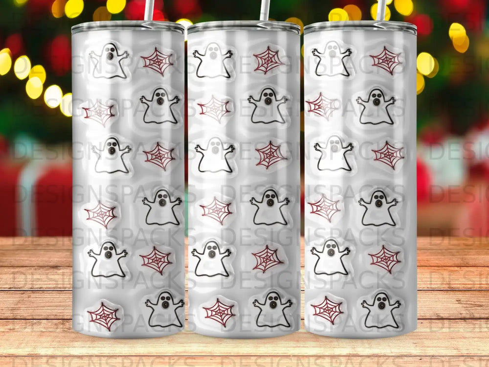 Spooky Ghost Spiderweb Halloween White Tumbler product type