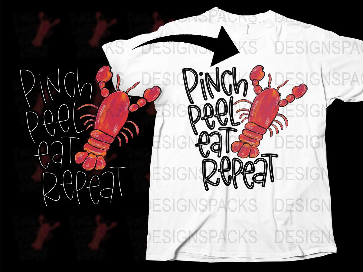 Pinch Peel Eat Repeat Lobster Graphic T-Shirt, Seafood Lover Tee, Unisex Casual Summer Top, Unique Coastal Design Shirt