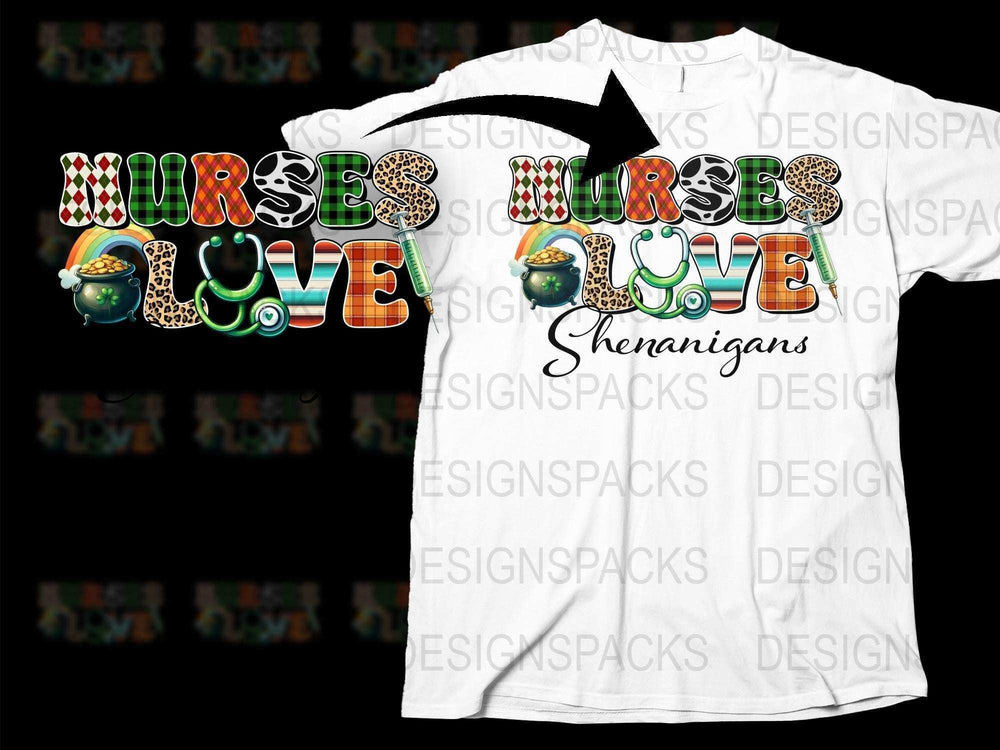Nurses Love Shenanigans T-Shirt, Fun Leopard Print St. Patrick's Day Tee, Green Clover Nurse Apparel, Gift for Nurse