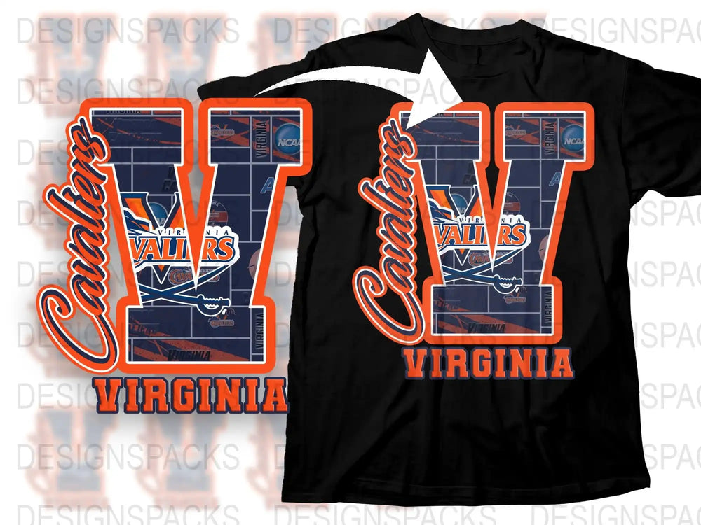 Virginia Cavaliers T-Shirt, College Sports Team Apparel, Graphic Tee, Fan Gear, Black and Orange Cotton Shirt