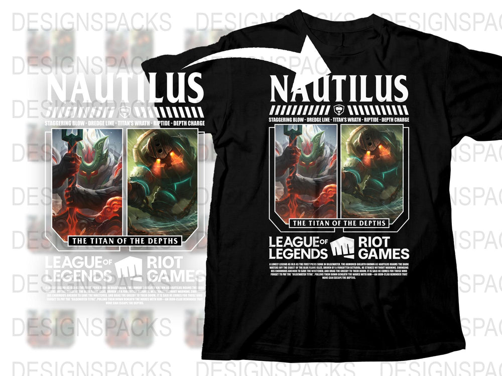 League of Legends Nautilus T-Shirt, The Titan of the Depths Graphic Tee, Gaming Apparel
