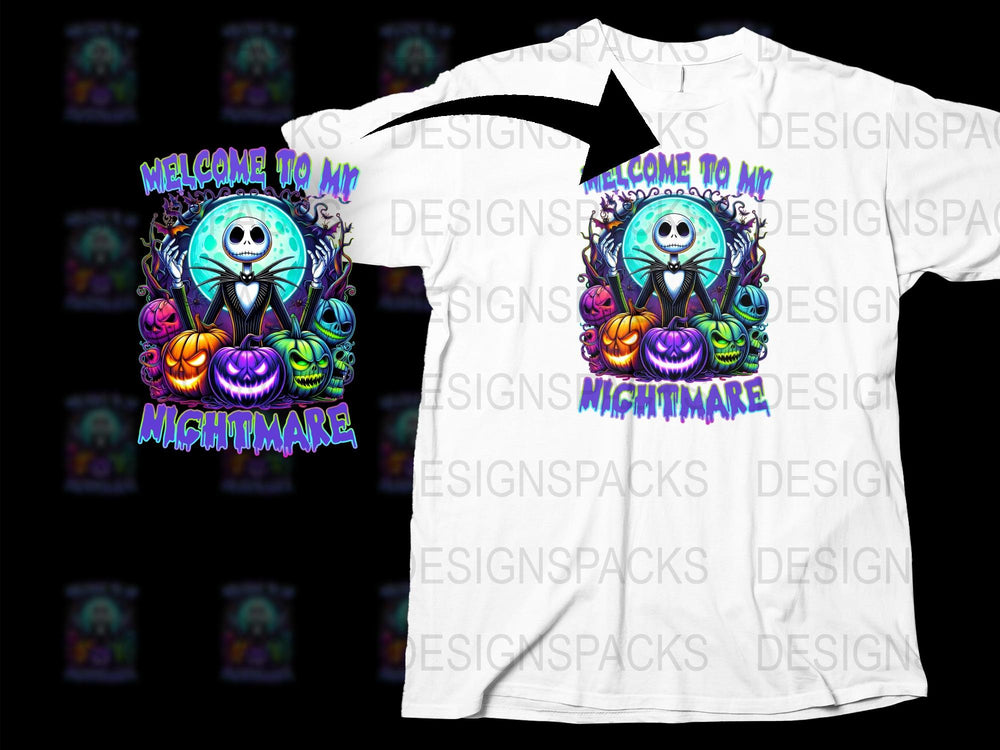 Welcome to My Nightmare Graphic T-Shirt, Colorful Skull Design, Unisex Horror Tee