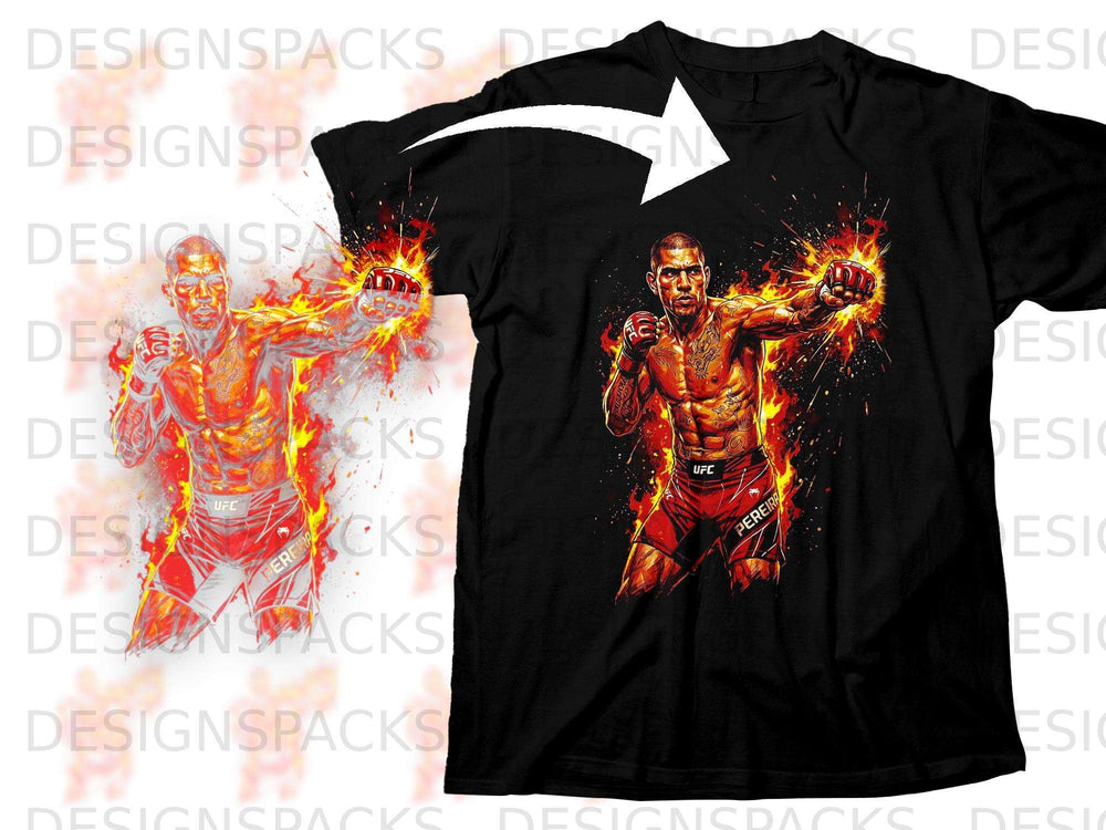 Black t-shirt with UFC fighter Alex Pereira graphic and "Pereira" text.