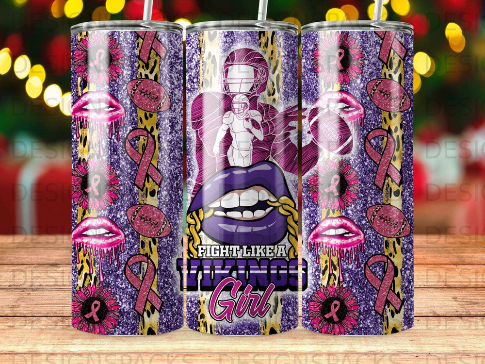 Tumbler design with football player, lips, ribbon, and leopard print.
