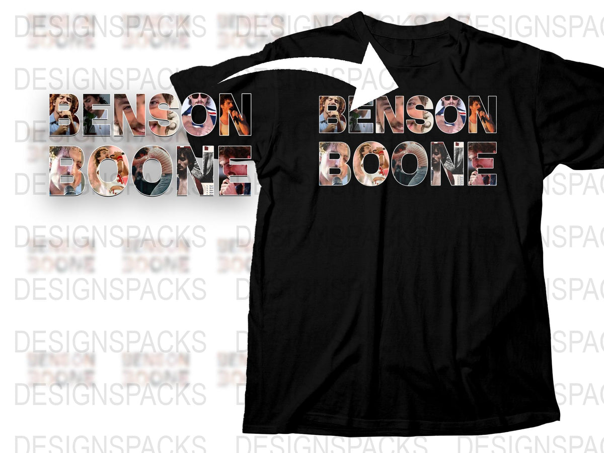 Benson Boone Graphic T-Shirt, Modern Typography Design, Stylish Unisex Black Tee, Casual Fashion Top