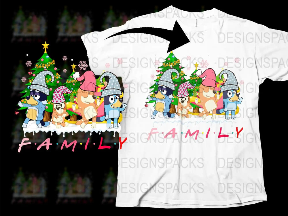 Cute Animal Family Christmas T-Shirt, Holiday Festive Group Apparel, Matching Family Winter Tees