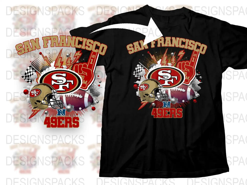 San Francisco 49ers T-Shirt, Football Team Fan Gear, Sports Graphic Tee, Men's Black Shirt