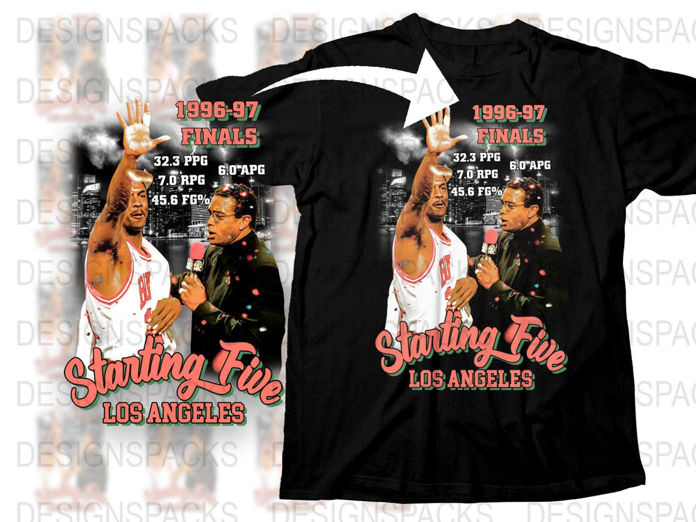 Vintage 1996 Finals Los Angeles Starting Five Basketball T-Shirt, Retro Sports Graphic Tee