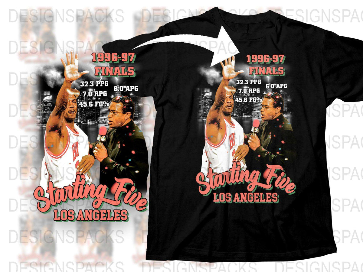 Vintage 1996 Finals Los Angeles Starting Five Basketball T-Shirt, Retro Sports Graphic Tee
