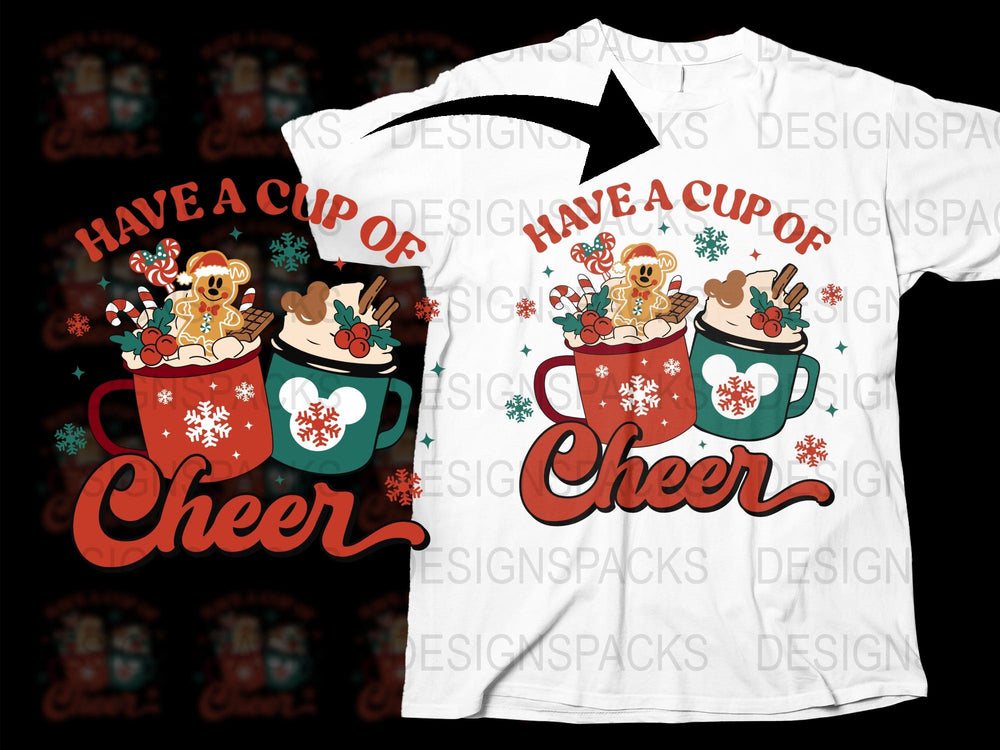 Christmas Cheer T-Shirt, Festive Holiday Mug and Cookies Design, Red and Green Graphic Tee, Unisex Winter Apparel