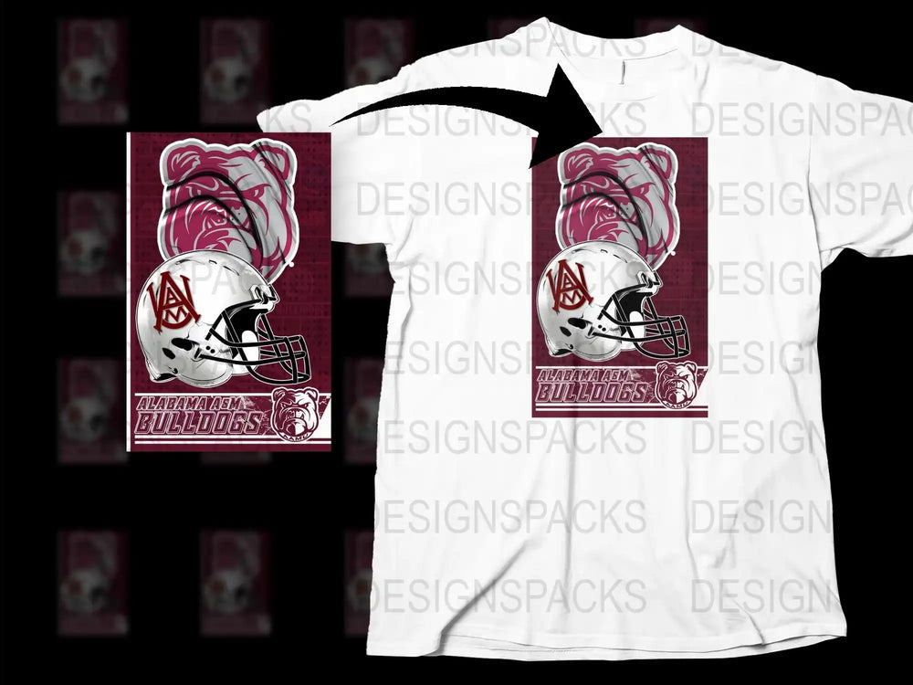 Alabama Bulldog Graphic T-Shirt, White Cotton Tee, Football Helmet Design, Sports Fan Apparel