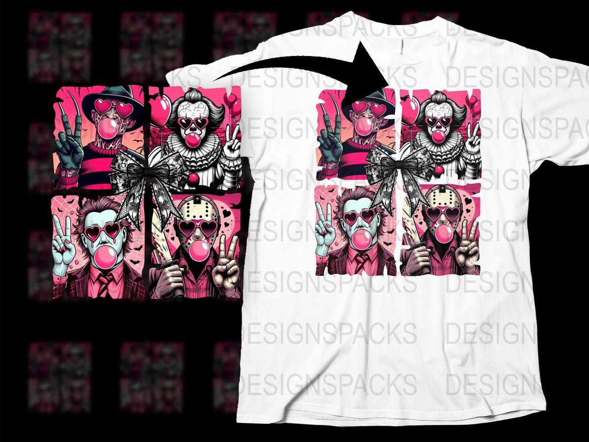 Colorful Clown Graphic T-Shirt, Horror Carnival Design, Unisex Cotton Tee, Unique Creepy Clown Illustration, Bold Pink and Black Colors