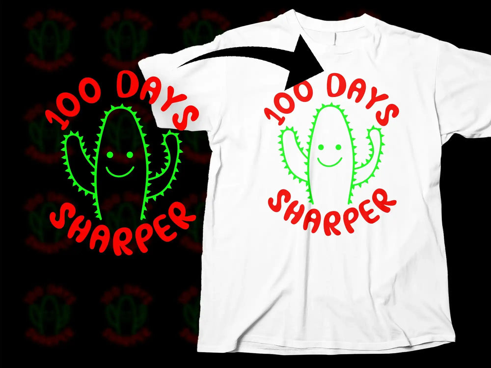 100 Days Sharper Cactus Graphic T-Shirt, Funny Plant Lover Tee, Unisex White Shirt with Cute Succulent Design, Casual Wear