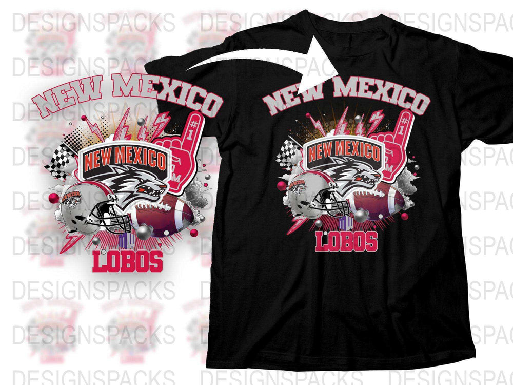 New Mexico Lobos T-Shirt, Vintage College Football Graphic Tee, Black and Pink Sports Fan Apparel, Gift for Students
