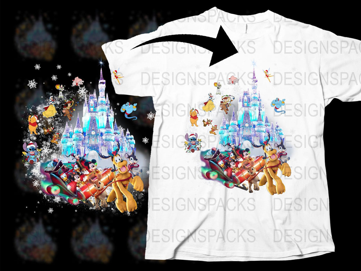 Disney Castle T-Shirt, Magical Characters, Kids Holiday Apparel, Fantasy Graphic Tee, Unique Gift Idea for Children