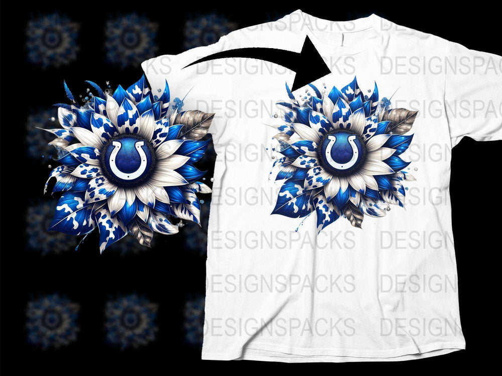 Stylish Blue and White Floral Graphic T-Shirt, Unique Artistic Design, Trendy Unisex Apparel