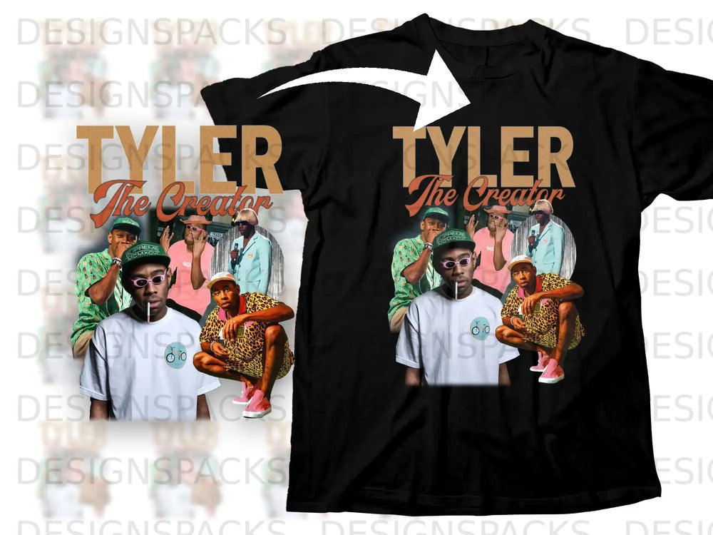 Tyler the Creator in a white t-shirt and hat, wearing sunglasses.