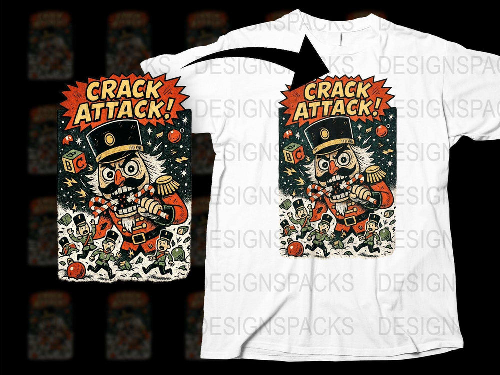 Crack Attack Graphic T-Shirt, Vintage Comic Style, Bold Pop Art Design, Unisex Tee, Retro Fashion
