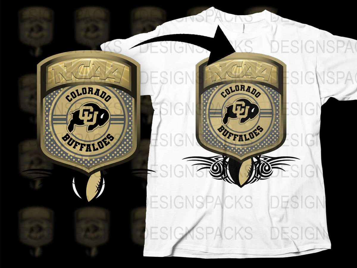 NCAA Colorado Buffaloes T-Shirt, Vintage Gold Emblem Graphic Tee, College Sports Apparel