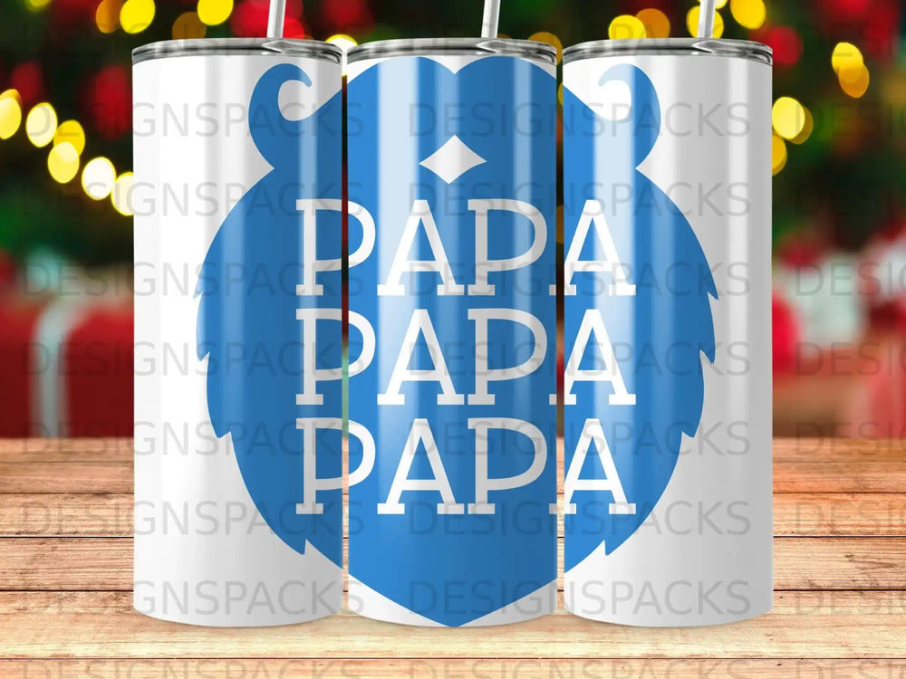 Triple Papa Blue Heart White Design Product Type