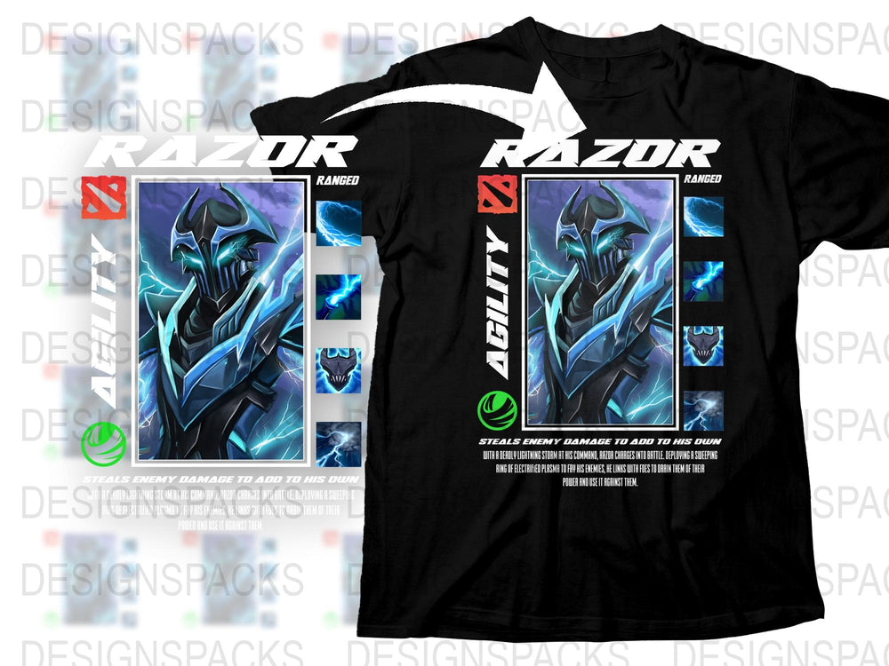 Gaming T-Shirt Razor Design, Agility Stealth Theme, Cool Blue Graphic Tee, Gamer Apparel
