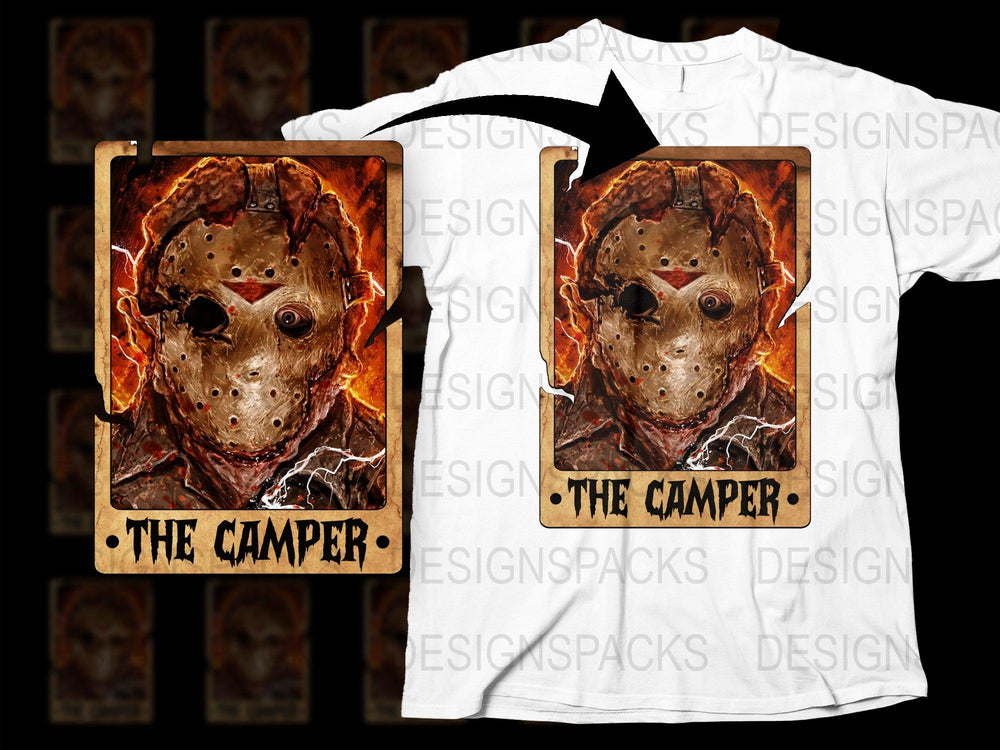 Horror Movie Inspired T-Shirt, Jason Mask Graphic Tee, The Camper, Halloween Shirt, Unisex Adult Clothing