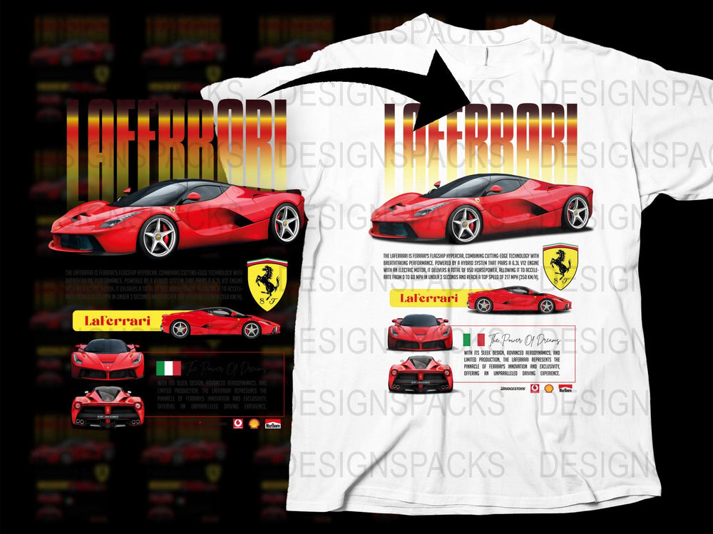 Ferrari LaFerrari T-Shirt, Exotic Supercar Printed Tee, Sports Car Enthusiast Gift, Racing Apparel, Collector's Item, Graphic Shirt