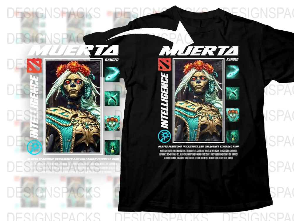 Day of the Dead Inspired T-Shirt, Muerta Graphic Tee, Ranger Cyborg Design, Bold Fashion Statement