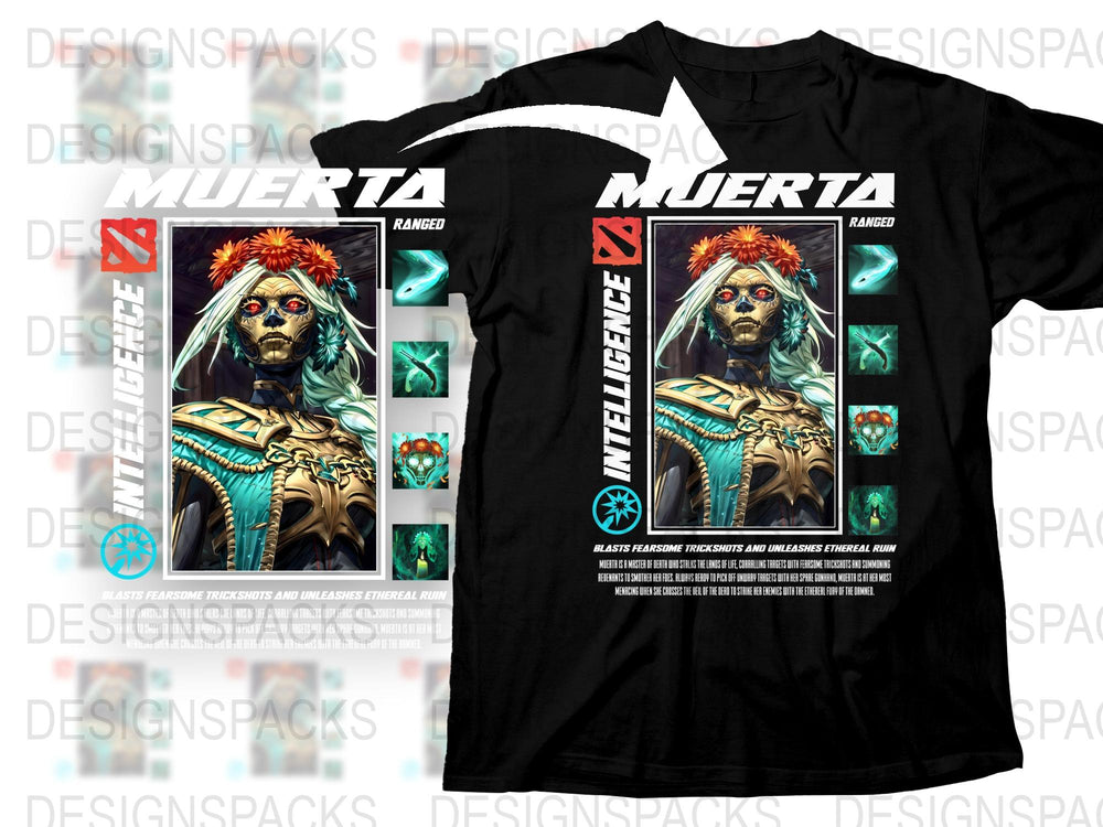 Day of the Dead Inspired T-Shirt, Muerta Graphic Tee, Ranger Cyborg Design, Bold Fashion Statement