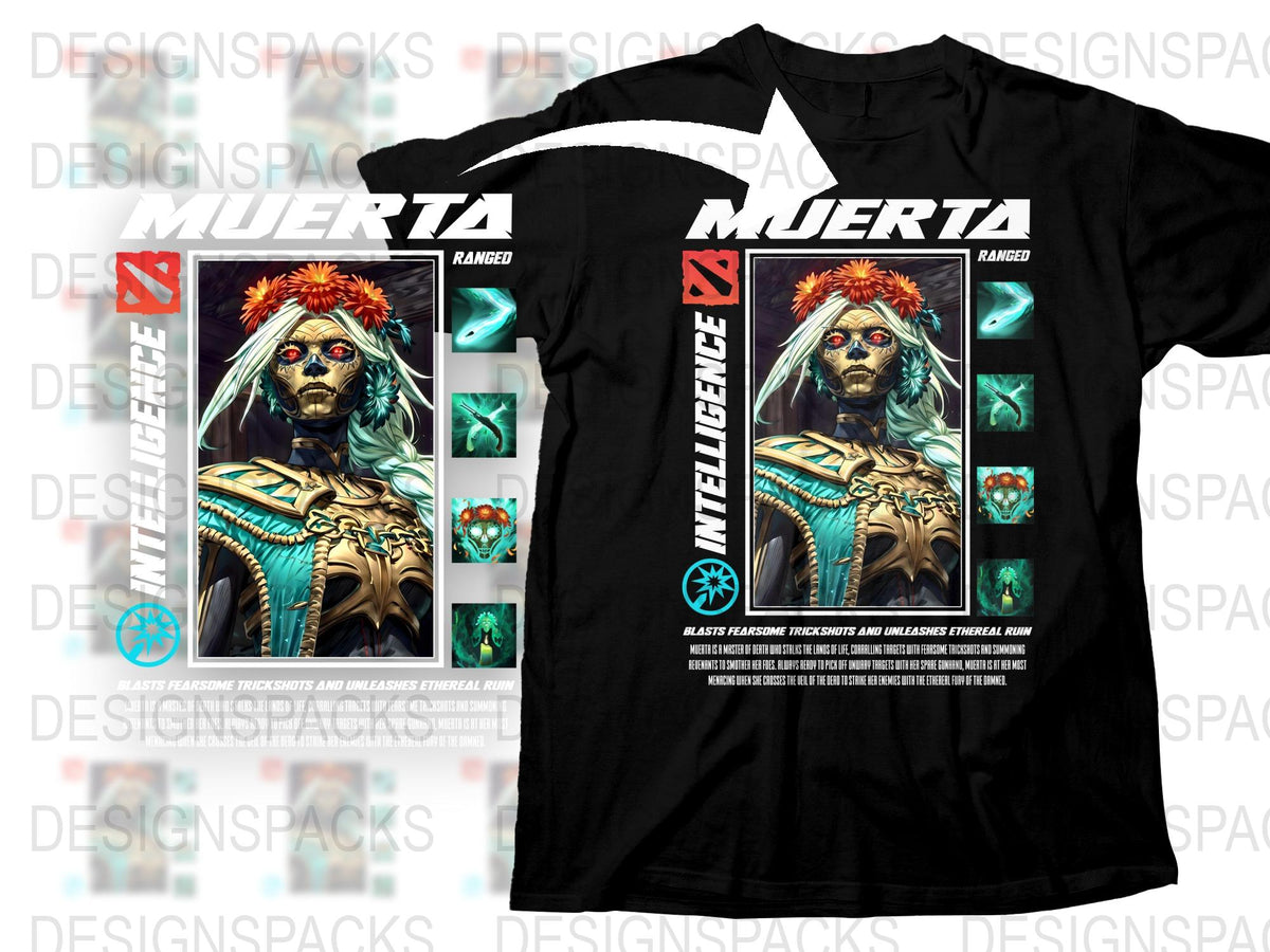 Day of the Dead Inspired T-Shirt, Muerta Graphic Tee, Ranger Cyborg Design, Bold Fashion Statement