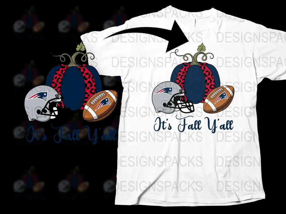 Fall Themed Football T-Shirt, New England Patriots Inspired Design, Casual Sports Apparel