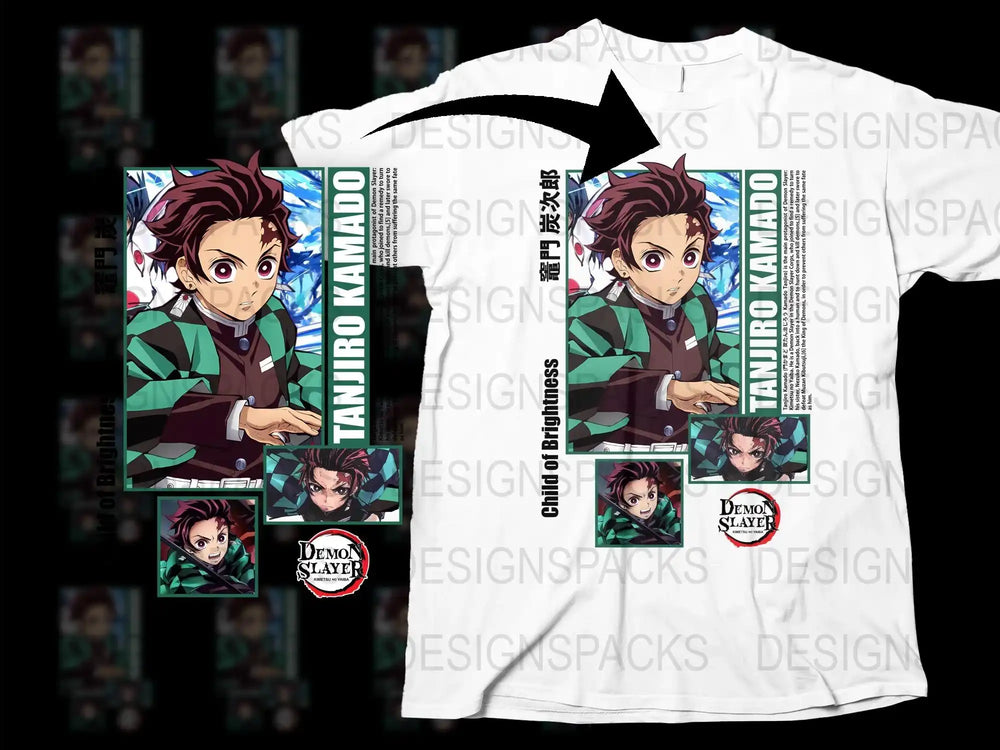 Demon Slayer Tanjiro Kamado Anime Graphic T-Shirt, Unisex Manga Tee, Full Print Shirt, Fan Gift Idea, Casual Wear