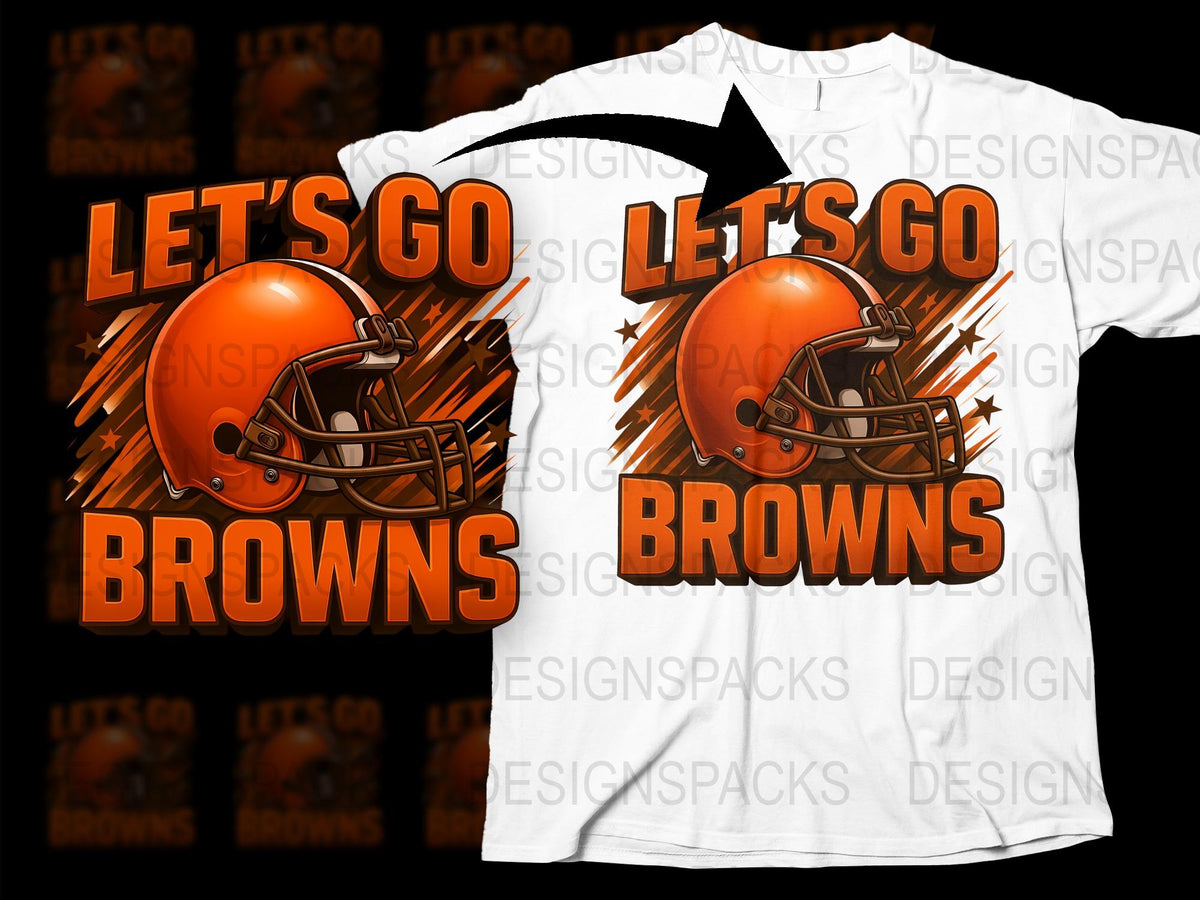 Let's Go Browns T-Shirt, Football Helmet Graphic Tee, Orange Sports Fan Apparel, Unisex Football Shirt