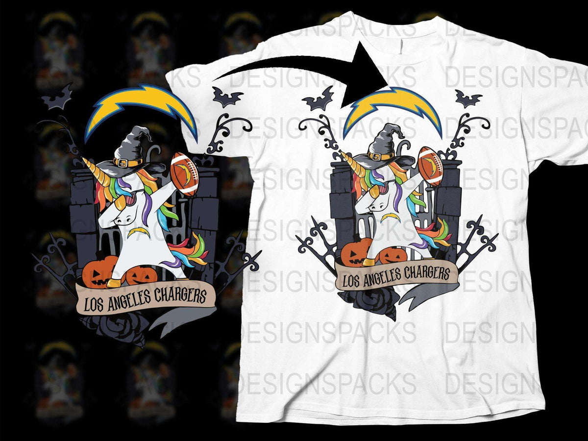 Los Angeles Chargers Halloween T-Shirt, Spooky Football Theme Apparel, Festive Fall Sportswear, Unique Fan Gift