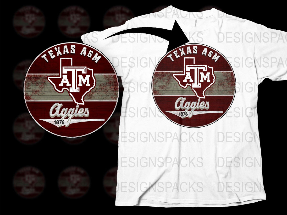Texas AandM Aggies T-Shirt, Vintage Logo Design, Maroon and White, College Football Apparel, 1876 Graphic Tee