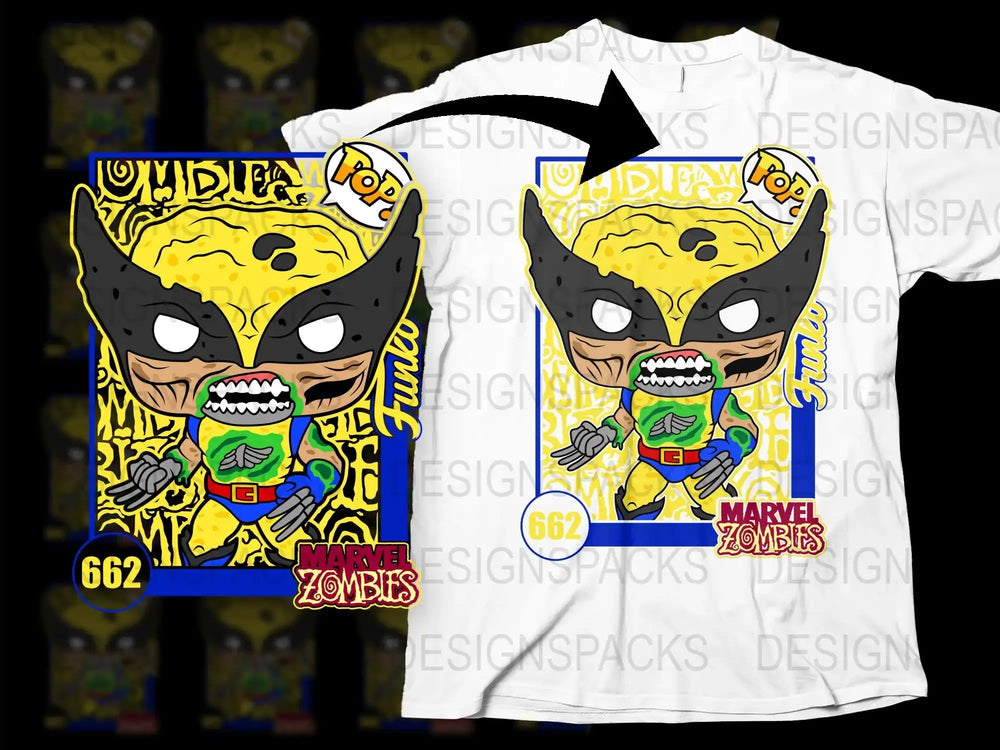 Marvel Zombies Wolverine T-Shirt, Unique Graphic Tee, Comic Book Style, Men's Fashion, Casual Wear, Bold Yellow Design