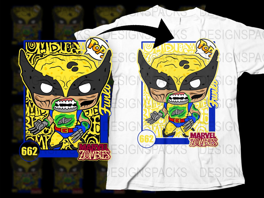 Marvel Zombies Wolverine T-Shirt, Unique Graphic Tee, Comic Book Style, Men's Fashion, Casual Wear, Bold Yellow Design