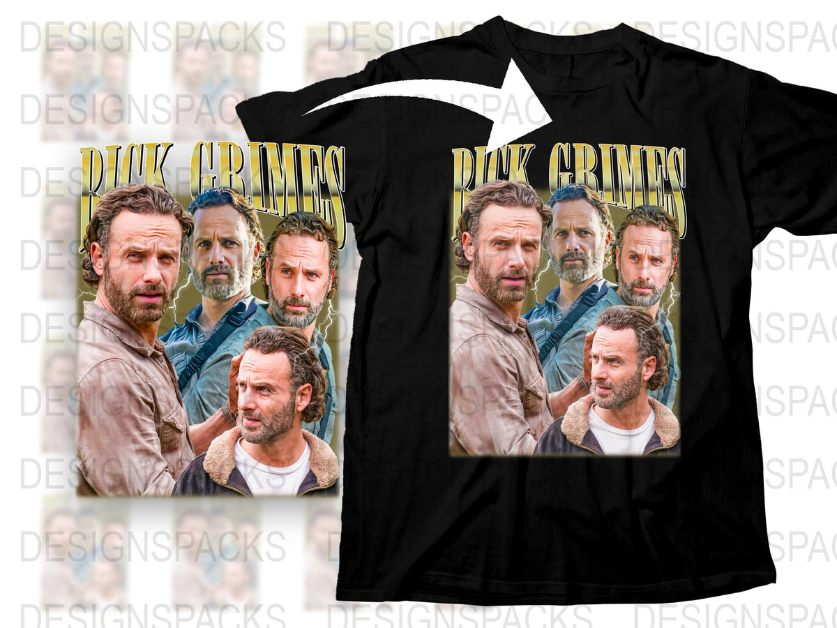 Rick Grimes Inspired T-Shirt, Walking Dead Fan Art, Multiple Portraits Graphic Tee, TV Show Apparel