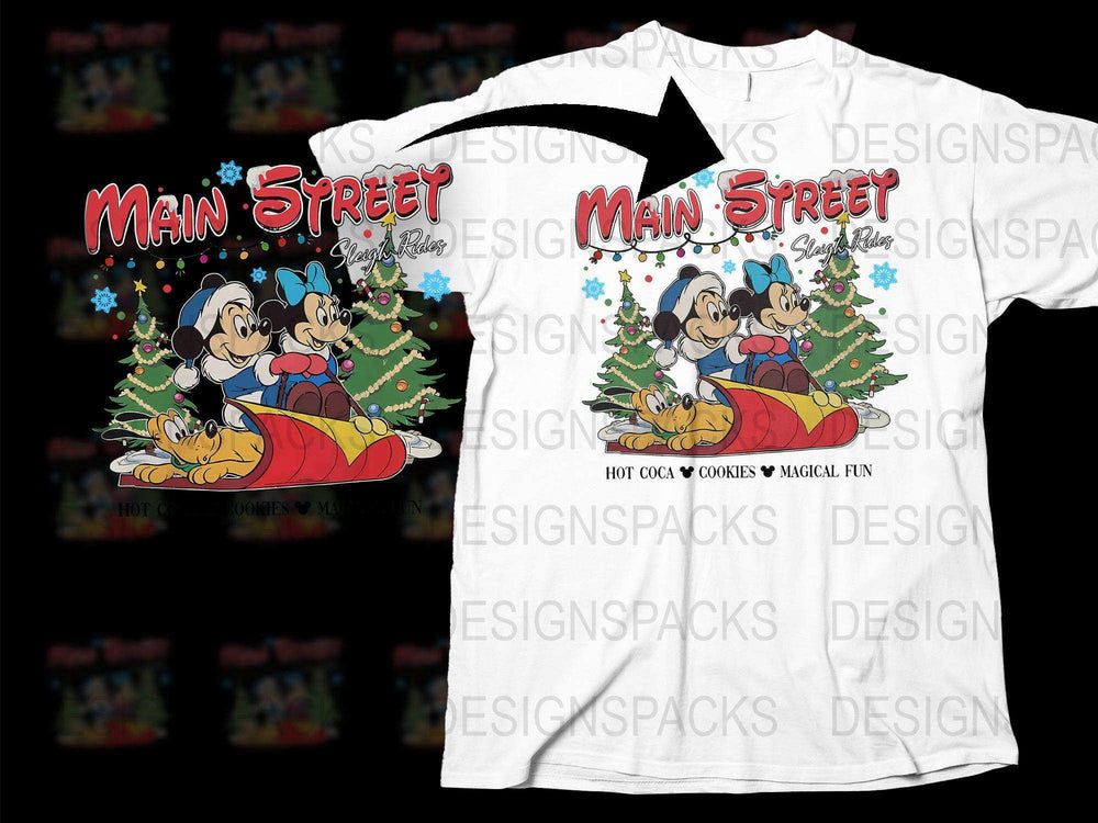 Main Street Christmas T-Shirt, Mickey and Minnie Holiday Tee, Festive Family Matching Shirts, Disney Inspired Christmas Apparel